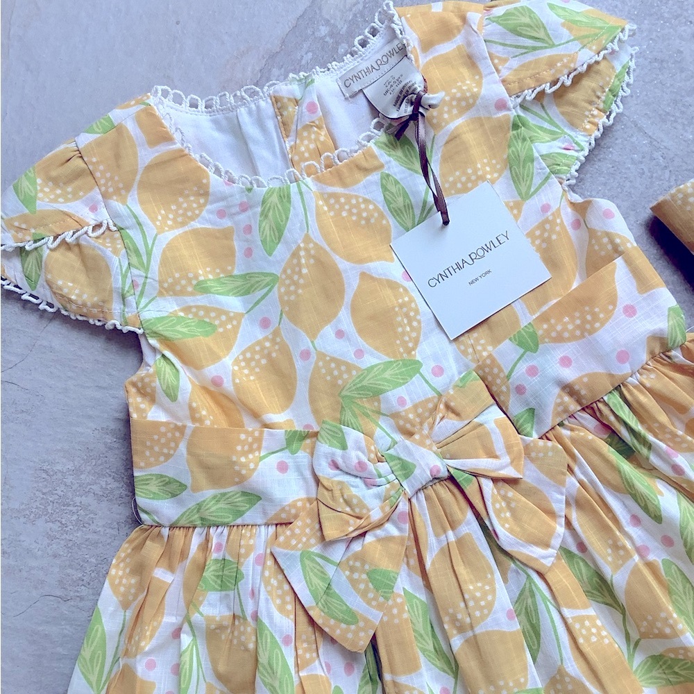 NWT Adorable Cynthia Rowley Lemon Dress Yellow Green Scalloped Lace - Picture 7 of 9